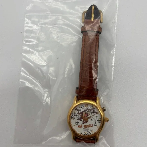 Armitron Me Sing Taz Musical Quartz‎ Watch Unisex Gold Tone Leather - Picture 6 of 6